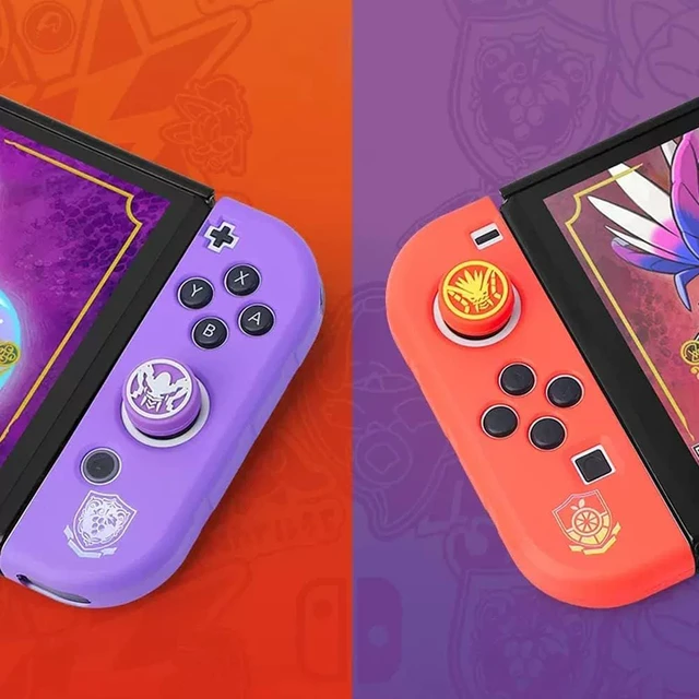Alt view image 6 of 7 - Switch Thumb Grips, Cute Joystick Caps for Nintendo Switch, 4 PCS Thumbstick Cover for Lite, OLED, Analog Stick Button Cover for NS Joycon Controller, Red & Purple