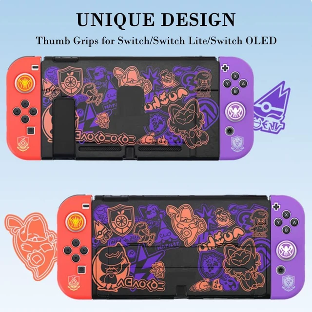 Alt view image 3 of 7 - Switch Thumb Grips, Cute Joystick Caps for Nintendo Switch, 4 PCS Thumbstick Cover for Lite, OLED, Analog Stick Button Cover for NS Joycon Controller, Red & Purple