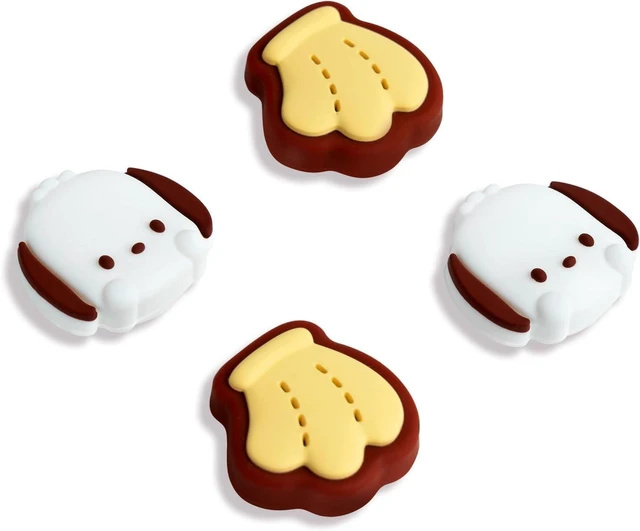 Main image of 4PCS Thumb Grips Caps Compatible with Switch/OLED/Lite, Kawaii Charactor Thumbs Grip, Soft Silicone Switch Joystick Cover for JonCon, Cute Dog Style, Yellow & White