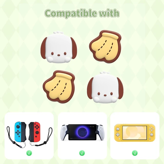 Alt view image 2 of 7 - 4PCS Thumb Grips Caps Compatible with Switch/OLED/Lite, Kawaii Charactor Thumbs Grip, Soft Silicone Switch Joystick Cover for JonCon, Cute Dog Style, Yellow & White