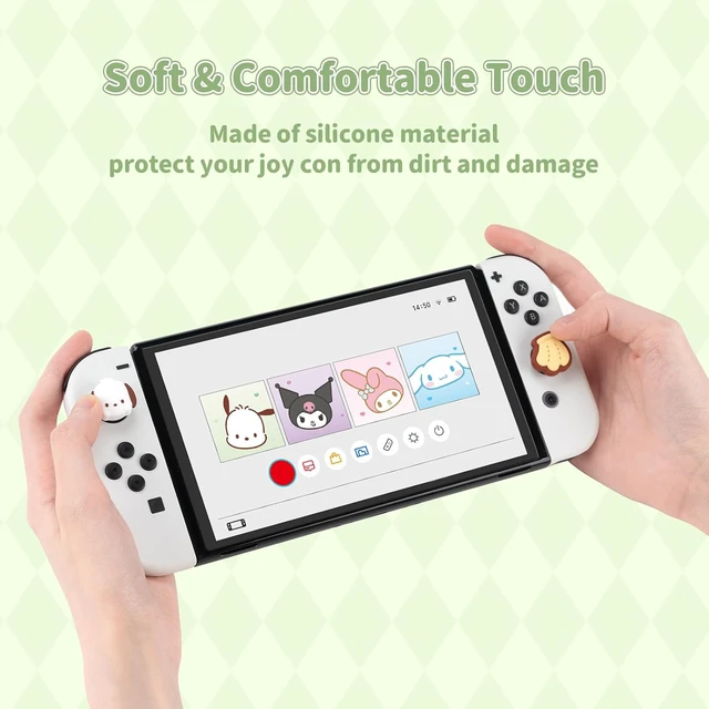 Alt view image 4 of 7 - 4PCS Thumb Grips Caps Compatible with Switch/OLED/Lite, Kawaii Charactor Thumbs Grip, Soft Silicone Switch Joystick Cover for JonCon, Cute Dog Style, Yellow & White