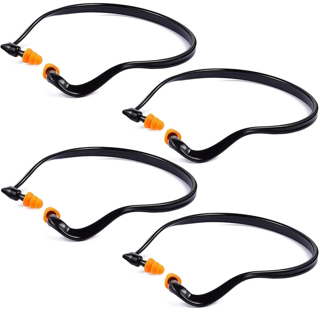 Main image of 4 Pcs Banded Earplugs for Shooting Range Band Ear Plugs, Orange | Lightweight Silicone Earplugs for Hearing Protection, Noise Reduction, Work, Construction, Sleeping, Concerts, Sports Racing
