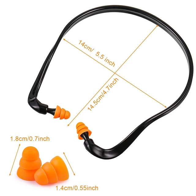 Alt view image 5 of 7 - 4 Pcs Banded Earplugs for Shooting Range Band Ear Plugs, Orange | Lightweight Silicone Earplugs for Hearing Protection, Noise Reduction, Work, Construction, Sleeping, Concerts, Sports Racing