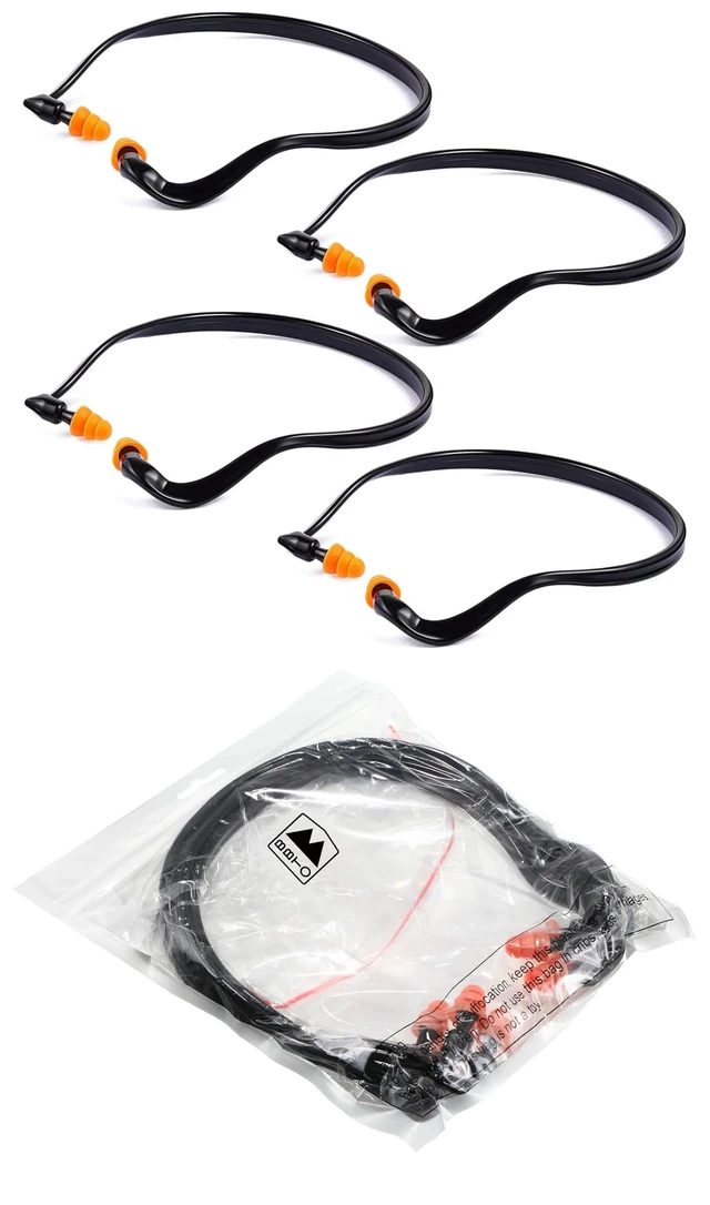 Alt view image 7 of 7 - 4 Pcs Banded Earplugs for Shooting Range Band Ear Plugs, Orange | Lightweight Silicone Earplugs for Hearing Protection, Noise Reduction, Work, Construction, Sleeping, Concerts, Sports Racing