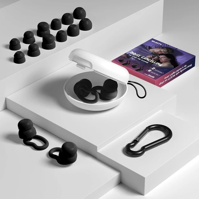 Alt view image 7 of 7 - Ear Plugs for Sleeping,Reusable Noise Reduction Ear Plugs for Side Sleepers | 2 Pairs Silicone Ear Plugs, 6 Sizes Ear Tips,Single & Dual Layer, 30dB Noise Cancelling for Snoring,Travel ,Focus&Concerts