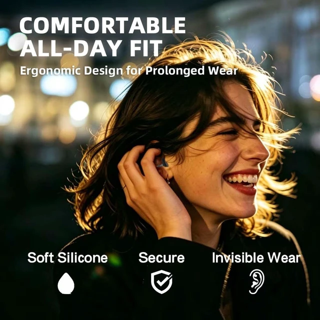 Alt view image 2 of 7 - High Fidelity Concert Ear Plugs, 23dB, 2 Pairs with Case, Black | Lowers the volume without muffling speech; discreet and reusable for gigs, DJ sets, bars and drumming
