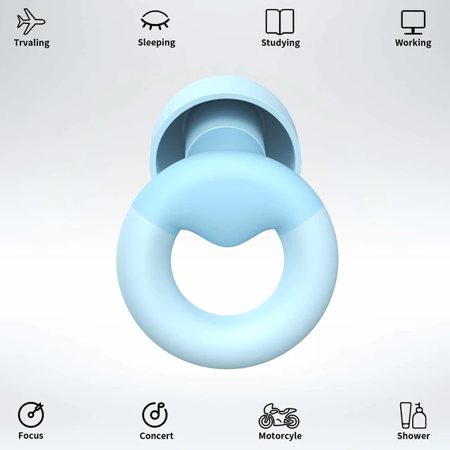 Alt view image 2 of 7 - Earplugs for Sleeping,Noise Reduction Soft Silicone Ear Plugs with 7 Pairs Ear Tips&One Connection Cord,Hearing Protection Reusable Earplugs for Sleeping,Concert, Work&Sound Reduction 25dB-30db