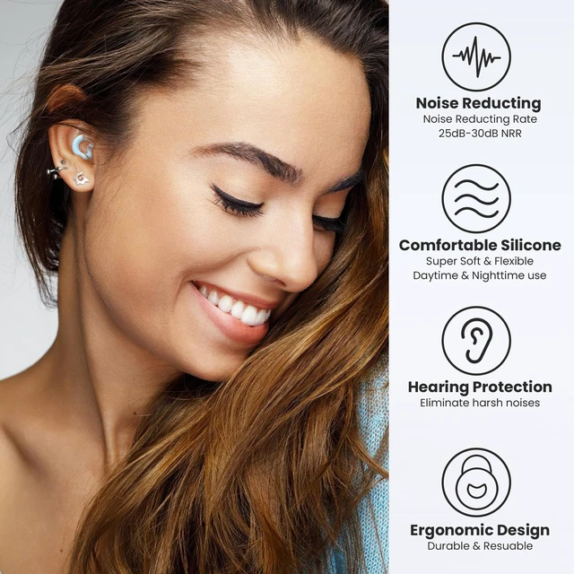 Alt view image 4 of 7 - Earplugs for Sleeping,Noise Reduction Soft Silicone Ear Plugs with 7 Pairs Ear Tips&One Connection Cord,Hearing Protection Reusable Earplugs for Sleeping,Concert, Work&Sound Reduction 25dB-30db
