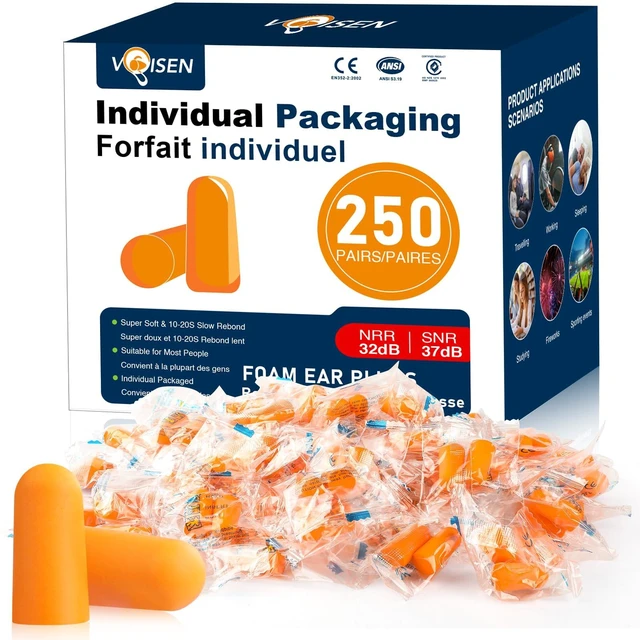 Main image of Ear Plug,250 Pairs Ear Plugs for Sleeping,32dB NRR 37dB SNR Ear Plugs Noise Cancelling for Snoring, Studying, Loud Events, Traveling & Concerts, Individual Package