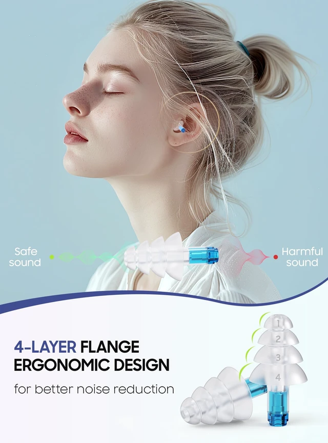 Alt view image 3 of 7 - Concert Ear Plugs, 2 Pairs Adults Soft Silicone Reusable High Fidelity Musician Earplugs 26dB, with Silicone Connector Cord, Ear Protection Earplugs for Rave, Festival, Music,Tinnitus Relief