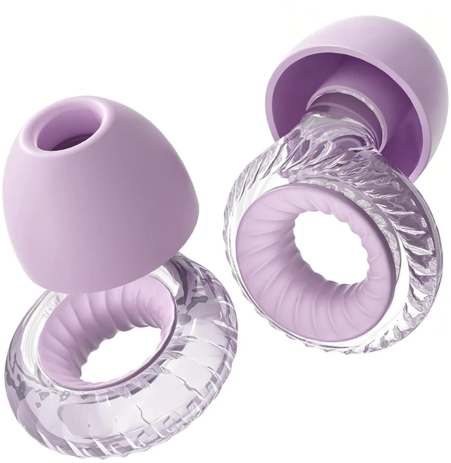 Main image of Concert Ear Plugs 2-Pack High Fidelity Ear Plugs for Concerts, Music Festivals, Raves & DJs 20dB Noise Reduction Earplugs with Hi-Fi Filters & 3-Size Silicone Ear Tips (Purple)