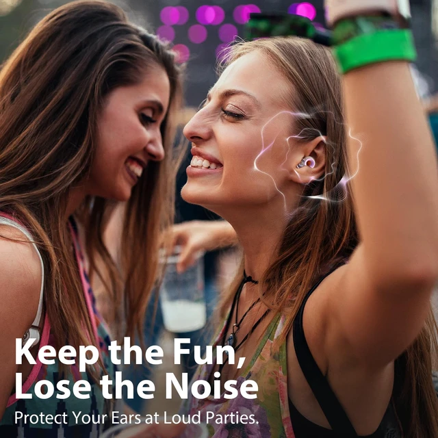 Alt view image 2 of 7 - Concert Ear Plugs 2-Pack High Fidelity Ear Plugs for Concerts, Music Festivals, Raves & DJs 20dB Noise Reduction Earplugs with Hi-Fi Filters & 3-Size Silicone Ear Tips (Purple)