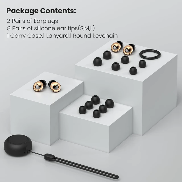 Alt view image 5 of 7 - Ear Plugs for Sleeping,2 Pairs of Stylish Reusable Noise Reduction Earplugs with 8 Pairs Tips & case,Hearing Protection Earplugs for Concert,Travel,Work,Live Events - 25dB-30dB