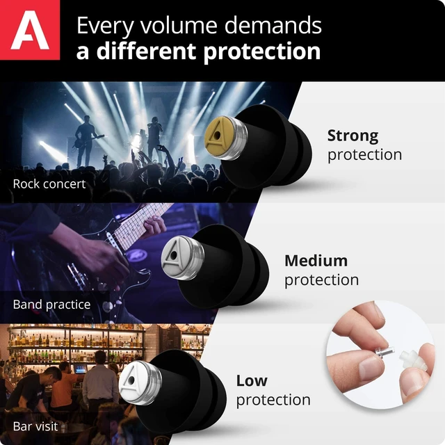 Alt view image 3 of 7 - MusicSafe Pro | High Fidelity Ear Plugs for Musicians | Ear protection for concert, party, & music | 3 Interchangeable Premium Filter Sets: 16, 19 & 22 dB SNR | Black