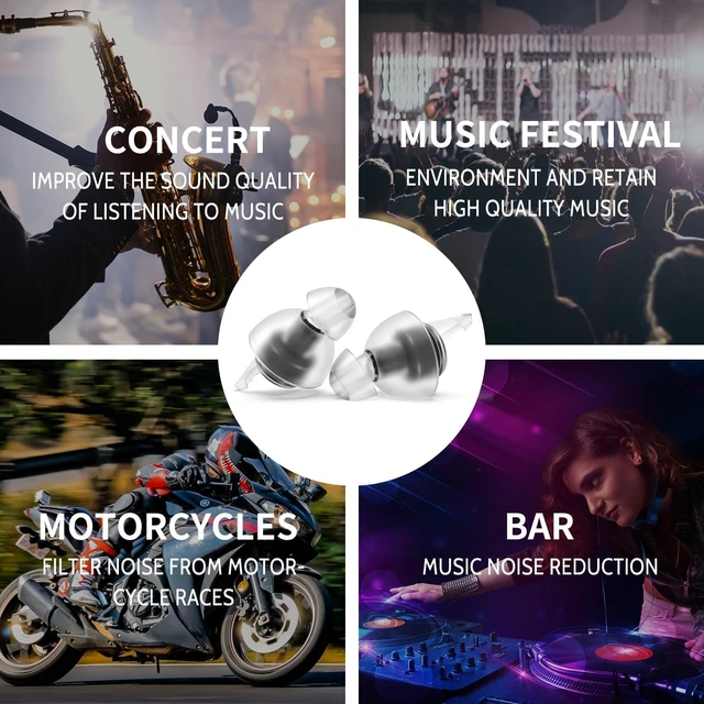 Alt view image 5 of 7 - High Fidelity Concert Ear Plugs, 23dB, 2 Pairs with Case, Blue | Lowers the volume without muffling vocals; reusable for concerts, festivals, raves, gigs and drumming