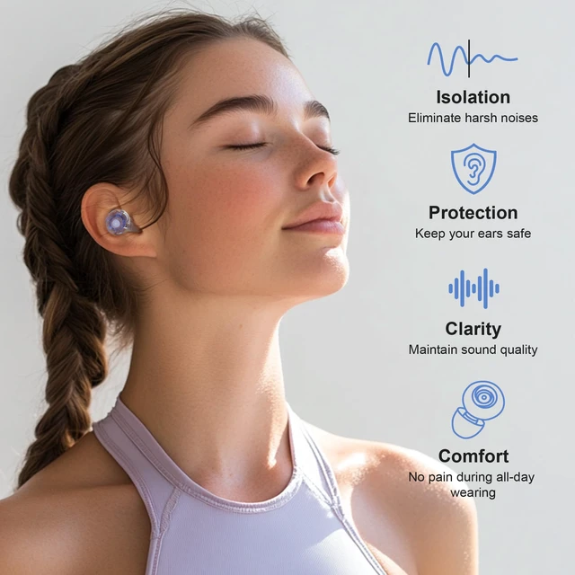 Alt view image 2 of 6 - Ear Plugs for Concerts, 2 Pack High Fidelity Ear Plugs, Reusable Silicone Earplugs for Concert, Rave, Work, Musicians, 5 Pair Ear Tips, 18-25 dB Concert Ear Plugs for Noise Cancelling(Blue)