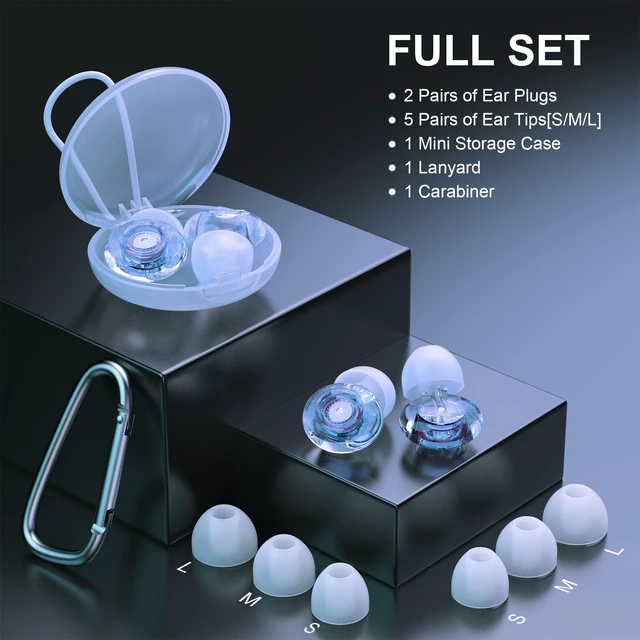 Alt view image 6 of 6 - Ear Plugs for Concerts, 2 Pack High Fidelity Ear Plugs, Reusable Silicone Earplugs for Concert, Rave, Work, Musicians, 5 Pair Ear Tips, 18-25 dB Concert Ear Plugs for Noise Cancelling(Blue)