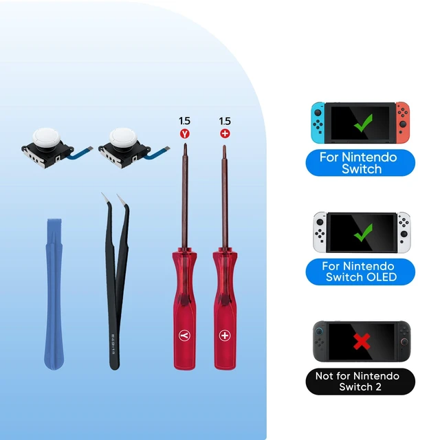 Alt view image 2 of 7 - Replacement Analog Joystick for Nintendo Switch, Switch OLED, Switch Lite, Joystick Repair Kit with Tools,+&Y-Screwdriver, Pry Tool, Tweezer Kit Fix Joy-Con Drift - White