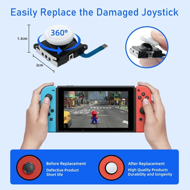 Alt view image 5 of 7 - Replacement Analog Joystick for Nintendo Switch, Switch OLED, Switch Lite, Joystick Repair Kit with Tools,+&Y-Screwdriver, Pry Tool, Tweezer Kit Fix Joy-Con Drift - White