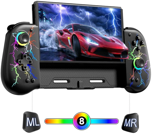 Main image of Switch Controllers for Switch/OLED, with Hall Effect Joystick Black | Macro Programming, RGB Lighting, Wireless, Turbo, 6-Axis Gyro, Vibration, Kickstand, Ergonomic Grip Joypad, 4 Game Slot