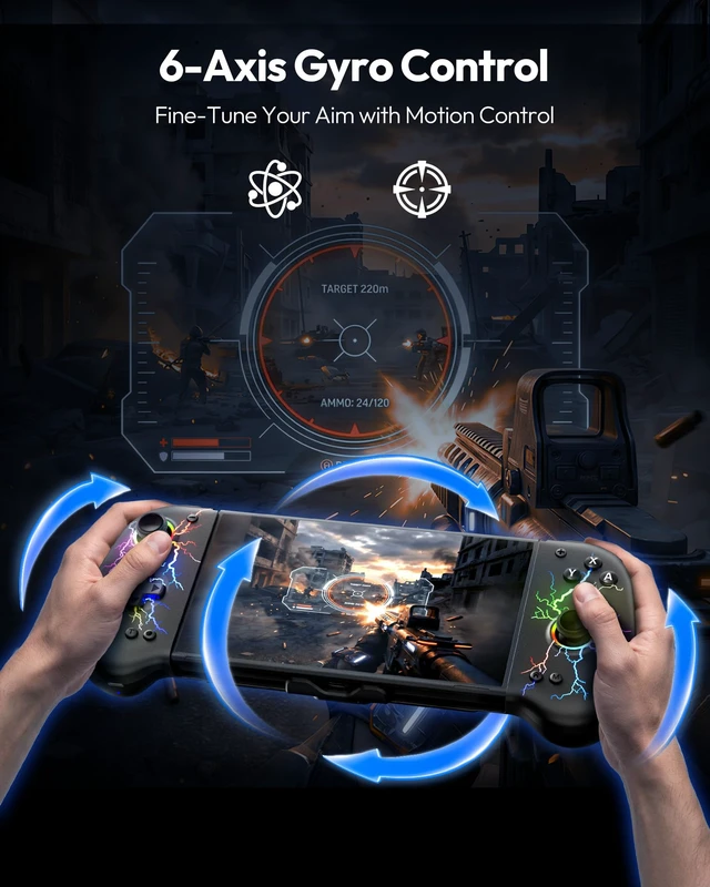 Alt view image 5 of 7 - Switch Controllers for Switch/OLED, with Hall Effect Joystick Black | Macro Programming, RGB Lighting, Wireless, Turbo, 6-Axis Gyro, Vibration, Kickstand, Ergonomic Grip Joypad, 4 Game Slot