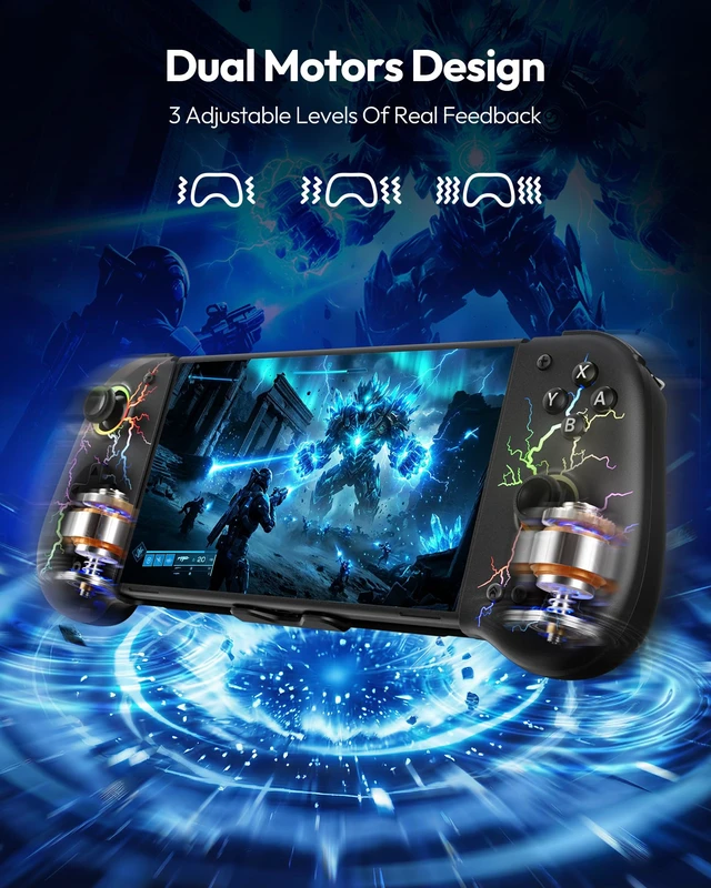 Alt view image 6 of 7 - Switch Controllers for Switch/OLED, with Hall Effect Joystick Black | Macro Programming, RGB Lighting, Wireless, Turbo, 6-Axis Gyro, Vibration, Kickstand, Ergonomic Grip Joypad, 4 Game Slot