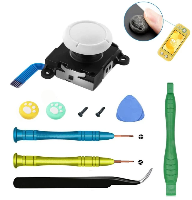 Main image of 3D Replacement Joystick Analog Thumb Stick for Switch Lite - Include Tri-Wing, Cross Screwdriver, Pry Tools + 4 Thumbstick Caps, Switch Lite Drift Repair Tool Kit