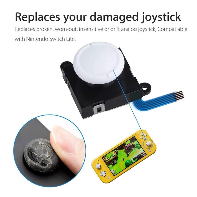 Alt view image 2 of 5 - 3D Replacement Joystick Analog Thumb Stick for Switch Lite - Include Tri-Wing, Cross Screwdriver, Pry Tools + 4 Thumbstick Caps, Switch Lite Drift Repair Tool Kit