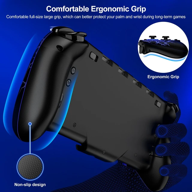 Alt view image 4 of 7 - Switch Controller Hall Effect Joysticks & Enhanced Grip One Piece Switch Joypad Replacement Switch Pro Controller with 8-Color RGB Lighting, Turbo, Macros - Spider Silk, 6.2"/7"