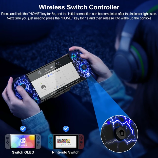 Alt view image 5 of 7 - Switch Controller Hall Effect Joysticks & Enhanced Grip One Piece Switch Joypad Replacement Switch Pro Controller with 8-Color RGB Lighting, Turbo, Macros - Spider Silk, 6.2"/7"