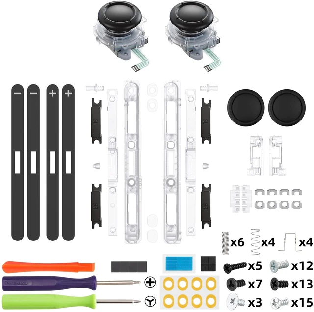 Alt view image 2 of 7 - Replacement 3D Joystick & Thumb Grips & Side Rail Shell Buttons for Nintendo Switch 2 JoyCon, Console Rail Stickers Controller Left Right Analog Stick Thumbsticks Caps for Switch 2 - Clear