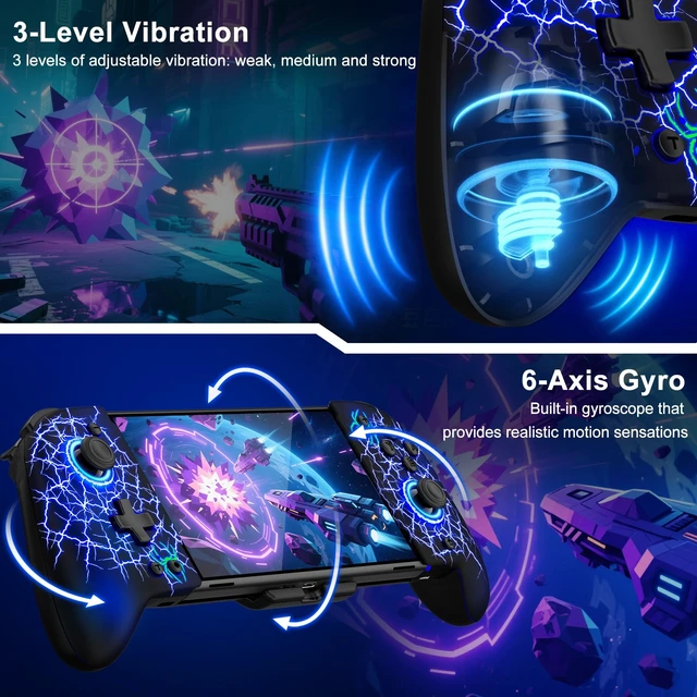 Alt view image 7 of 7 - Switch Controller Hall Effect Joysticks & Enhanced Grip One Piece Switch Joypad Replacement Switch Pro Controller with 8-Color RGB Lighting, Turbo, Macros - Spider Silk, 6.2"/7"
