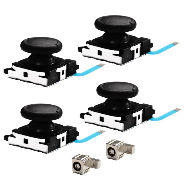 Alt view image 2 of 5 - 4 Pack Joystick Analog Thumb Stick for Nintendo Switch Joy Con Controller Joycon Repair Kit with Flex Cable Screws Springs Thumbstick Grips Repair Tools