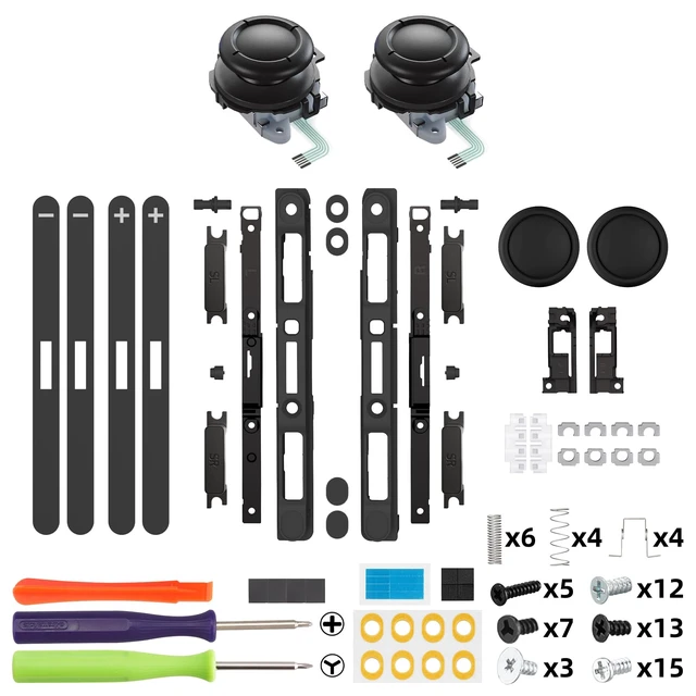 Alt view image 2 of 7 - Replacement 3D Joystick & Thumb Grips & Side Rail Shell Buttons for Nintendo Switch 2 JoyCon, Console Rail Stickers Controller Left Right Analog Stick Thumbsticks Caps for Switch 2 - Black