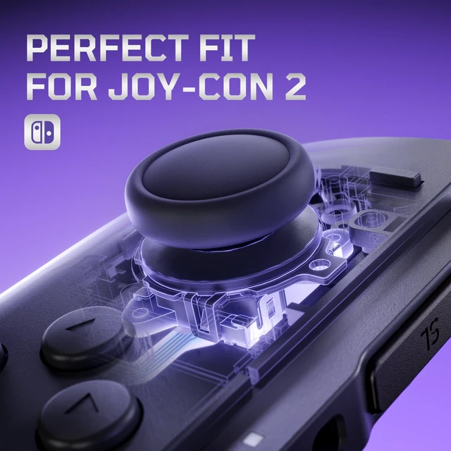 Alt view image 6 of 7 - Replacement 3D Joystick & Thumb Grips & Side Rail Shell Buttons for Nintendo Switch 2 JoyCon, Console Rail Stickers Controller Left Right Analog Stick Thumbsticks Caps for Switch 2 - Black
