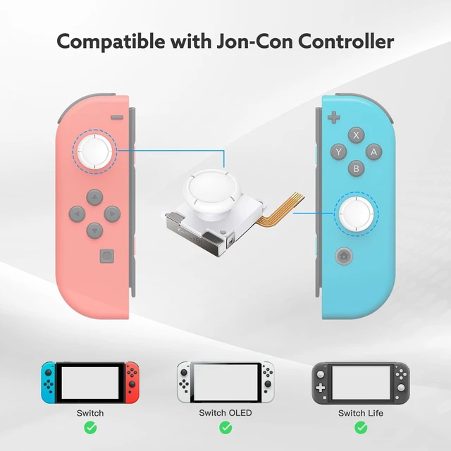 Alt view image 3 of 7 - TMR Hall Effect Joystick Replacement for JoyCon (2pcs Single)-White | For Switch/OLED/Lite JoyCon, Precision TMR Technology, Anti-Drift Performance, Low Power Design, Replacement Analog Thumb