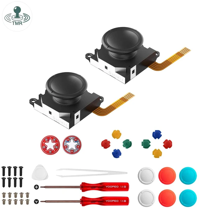 Main image of |GuliKit TMR Hall Joystick for Switch LCD, Switch OLED/Lite JoyCon | Anti-Drift Joystick Replacement, Thumb Sticks Repair Kit Accessories, 4 Multiple Color Stick Caps, ABXY Direction Keys