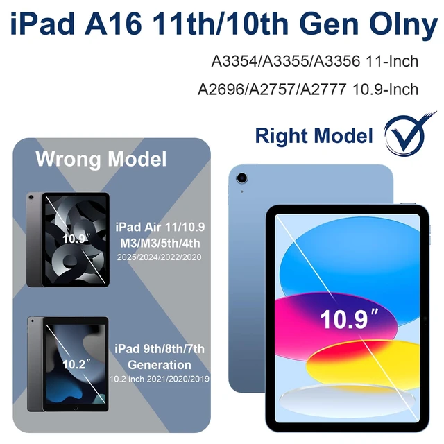 Alt view image 2 of 7 - Case for iPad 10th Generation 10.9", iPad A16 11th Generation 11"Red | 2022/2025 Rugged i Pad Case 10th Gen with 360°Rotating Stand Screen Protector Pen Holder Shoulder Strap