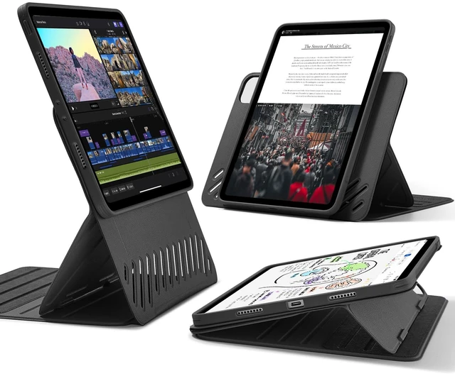 Main image of for iPad Pro 12.9 Case (6th/5th Generation, 2022/2021), Black | Removable Magnetic Cover with Apple Pencil Charging & Storage, Adjustable Portrait/Landscape Stand, 9 Standing Angles