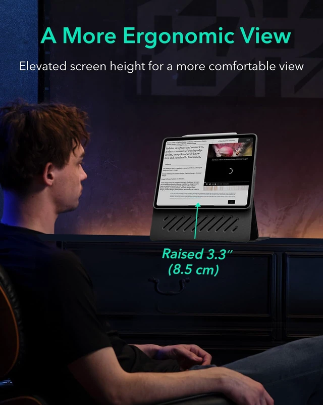 Alt view image 5 of 7 - for iPad Pro 12.9 Case (6th/5th Generation, 2022/2021), Black | Removable Magnetic Cover with Apple Pencil Charging & Storage, Adjustable Portrait/Landscape Stand, 9 Standing Angles