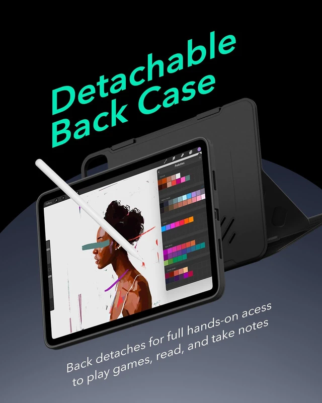 Alt view image 7 of 7 - for iPad Pro 12.9 Case (6th/5th Generation, 2022/2021), Black | Removable Magnetic Cover with Apple Pencil Charging & Storage, Adjustable Portrait/Landscape Stand, 9 Standing Angles
