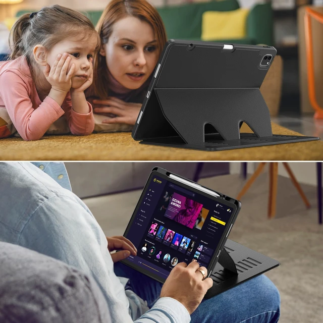 Alt view image 2 of 7 - Case for iPad Pro 12.9 6th/5th/4th/3rd GenCase 2022/2021/2020/2018 | Multiple Angles Magnetic Stand Cover,Shockproof Soft Back,Pencil Holder,and Auto Sleep/Wake,Black