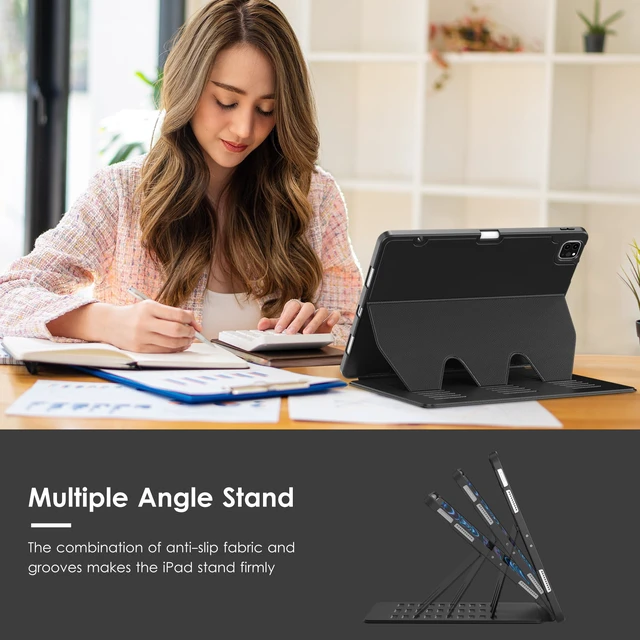 Alt view image 4 of 7 - Case for iPad Pro 12.9 6th/5th/4th/3rd GenCase 2022/2021/2020/2018 | Multiple Angles Magnetic Stand Cover,Shockproof Soft Back,Pencil Holder,and Auto Sleep/Wake,Black