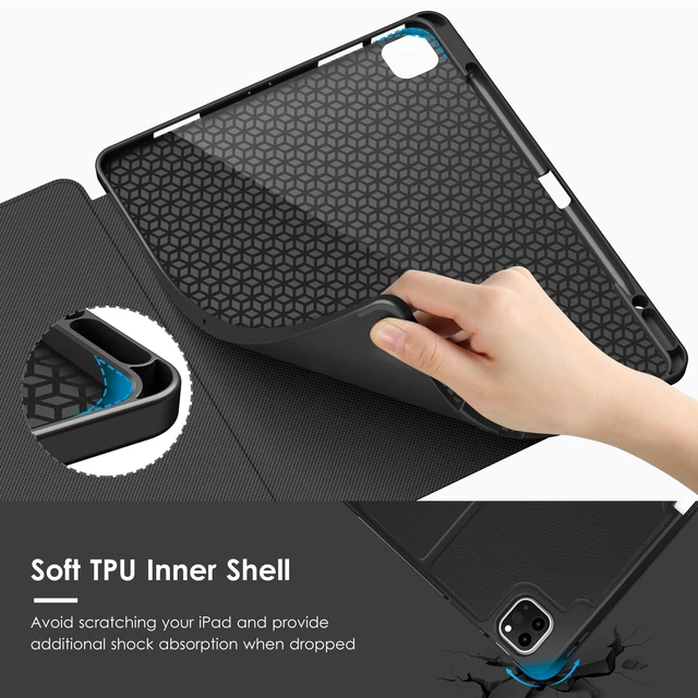 Alt view image 6 of 7 - Case for iPad Pro 12.9 6th/5th/4th/3rd GenCase 2022/2021/2020/2018 | Multiple Angles Magnetic Stand Cover,Shockproof Soft Back,Pencil Holder,and Auto Sleep/Wake,Black