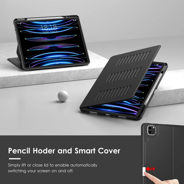 Alt view image 7 of 7 - Case for iPad Pro 12.9 6th/5th/4th/3rd GenCase 2022/2021/2020/2018 | Multiple Angles Magnetic Stand Cover,Shockproof Soft Back,Pencil Holder,and Auto Sleep/Wake,Black