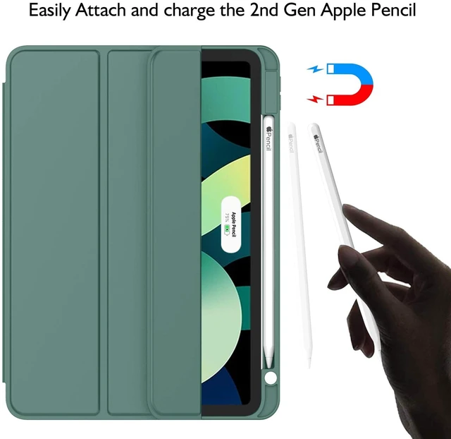 Alt view image 2 of 7 - iPad Air 11 Inch Case M4 2026/ M3 (2025)/ M2 (2024), iPad Air 5th (2022)/ 4th Generation (2020) 10.9 Inch - Smart Cover with Pencil Holder and Soft TPU Back, Auto Wake/Sleep(New Midnight Green)