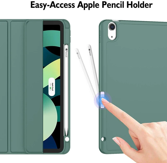 Alt view image 3 of 7 - iPad Air 11 Inch Case M4 2026/ M3 (2025)/ M2 (2024), iPad Air 5th (2022)/ 4th Generation (2020) 10.9 Inch - Smart Cover with Pencil Holder and Soft TPU Back, Auto Wake/Sleep(New Midnight Green)