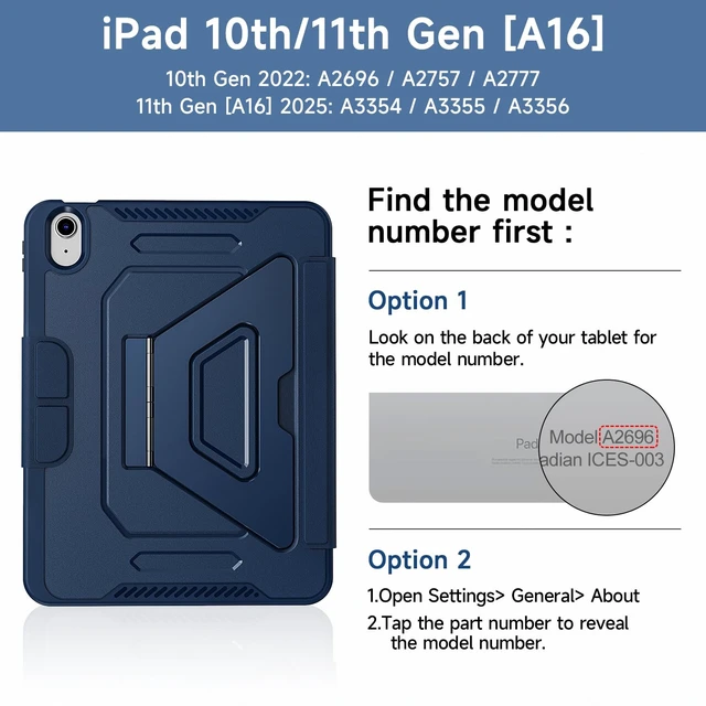 Alt view image 2 of 6 - iPad A16 Case for iPad 12th/11th/10th Generation 2025/2024/2022 | Magnetic Detachable Cover with 180° Adjustable Stand, Y-Fold and Tri-Fold Hybrid, Pencil Holder, Auto Sleep/Wake