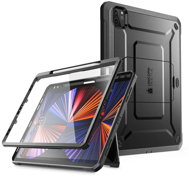 Main image of for iPad Pro 11 inch Case 2022/2021/2020 with Pencil Holder, Black | Built-in Screen Protector, Built-in Stand, Support Apple Pencil's Wireless Charge, Heavy Duty Protection, Unicorn Beetle Pro