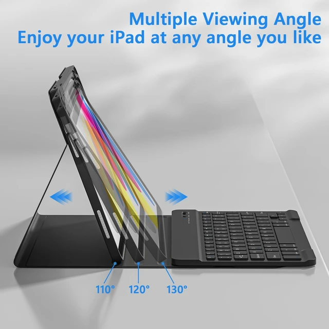 Alt view image 5 of 7 - for iPad A16 10th Case with Keyboard, Detachable Bluetooth Keyboard | For iPad (A16) 11th/10th Generation Case with Keyboard, Pencil Holder, Thin & Light, for Home, Office, School, Travel, Black